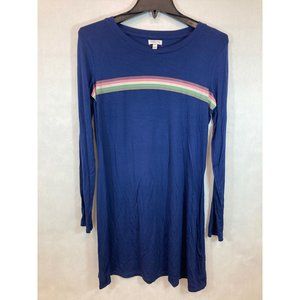 Women's Medium Blue with Rainbow Accent Fashion Top - Stylish & Versatile Tunic